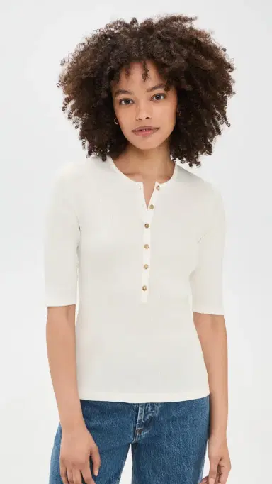 Vince Rib Elbow Sleeve Henley Tee | Thumbnail 2 Vince Rib Elbow Sleeve Henley Tee | Thumbnail 2