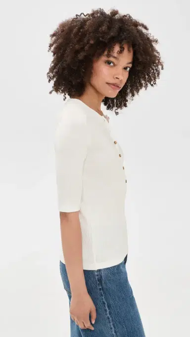 Vince Rib Elbow Sleeve Henley Tee | Thumbnail 4 Vince Rib Elbow Sleeve Henley Tee | Thumbnail 4