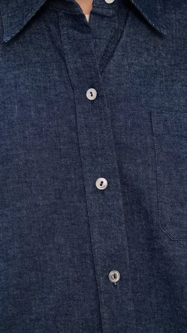 Vince Cropped Long leeve hirt Indigo | Thumbnail 6 Vince Cropped Long leeve hirt Indigo | Thumbnail 6