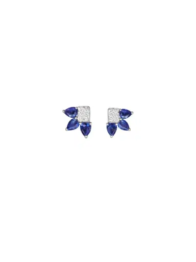 Wish Fine Jewelry 1.7ct Sapphire Diamond 18K Gold Leaf Earrings | Thumbnail 1 Wish Fine Jewelry 1.7ct Sapphire Diamond 18K Gold Leaf Earrings | Thumbnail 1