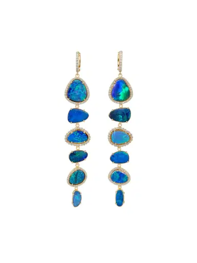 Wish Fine Jewelry 23.62ct Opal Diamond Dangle 14K Gold Earrings | Thumbnail 1 Wish Fine Jewelry 23.62ct Opal Diamond Dangle 14K Gold Earrings | Thumbnail 1