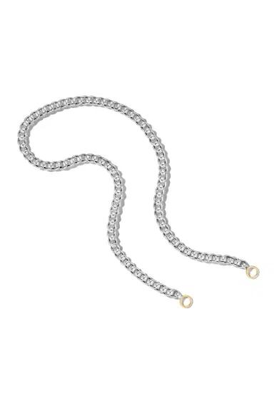 Marla Aaron Rolling Curb Necklace - Silver Yellow Gold - 20in | Thumbnail 1 Marla Aaron Rolling Curb Necklace - Silver Yellow Gold - 20in | Thumbnail 1
