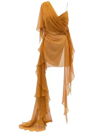 LaQuan Smith Asymmetrical Top with Ruffle Detail | Thumbnail 1 LaQuan Smith Asymmetrical Top with Ruffle Detail | Thumbnail 1