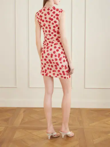 Stella McCartney Gathered Printed Mesh Mini Dress | Thumbnail 3 Stella McCartney Gathered Printed Mesh Mini Dress | Thumbnail 3