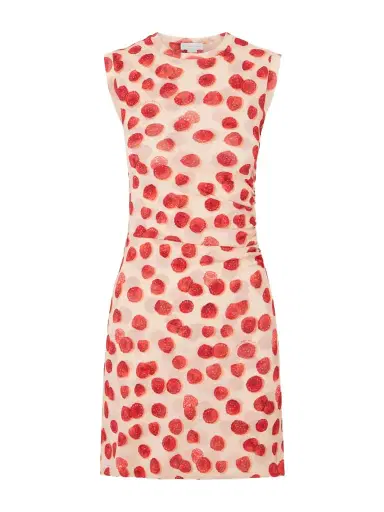 Stella McCartney Gathered Printed Mesh Mini Dress | Thumbnail 1 Stella McCartney Gathered Printed Mesh Mini Dress | Thumbnail 1