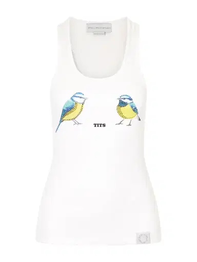 Stella McCartney Hot Fix Crystal-embellished Printed Ribbed Stretch-cotton Tank | Thumbnail 1 Stella McCartney Hot Fix Crystal-embellished Printed Ribbed Stretch-cotton Tank | Thumbnail 1
