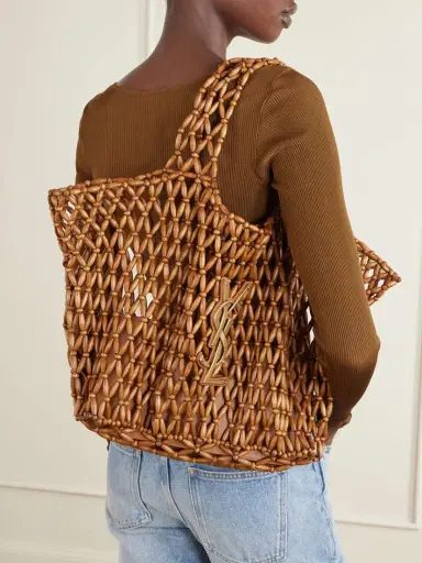 Saint Laurent Icare Beaded Wood Tote | Thumbnail 3 Saint Laurent Icare Beaded Wood Tote | Thumbnail 3