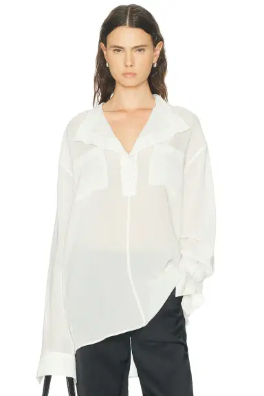 Toteme Overlapping Collar Blouse | Thumbnail 1 Toteme Overlapping Collar Blouse | Thumbnail 1