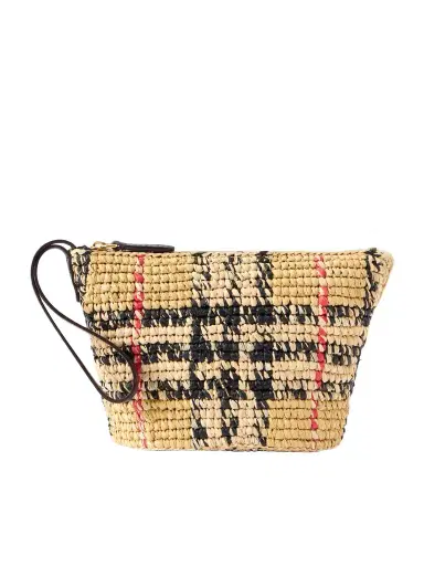 Burberry Margate Leather-trimmed Woven Raffia Clutch Bag | Thumbnail 1 Burberry Margate Leather-trimmed Woven Raffia Clutch Bag | Thumbnail 1