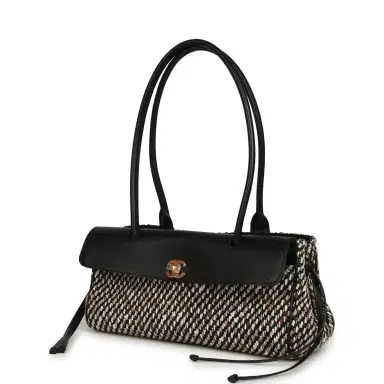 Chanel Chanel Small East West Shopping Tote Black Calfskin and Multi Tweed Gold Hardware | Thumbnail 5 Chanel Chanel Small East West Shopping Tote Black Calfskin and Multi Tweed Gold Hardware | Thumbnail 5