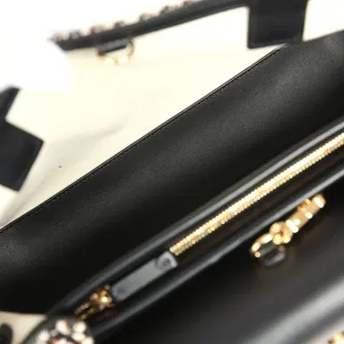 Chanel Chanel Small East West Shopping Tote Black Calfskin and Multi Tweed Gold Hardware | Thumbnail 8 Chanel Chanel Small East West Shopping Tote Black Calfskin and Multi Tweed Gold Hardware | Thumbnail 8