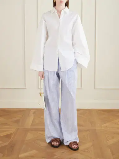 Dolce & Gabbana Pleated Striped Cotton-poplin Wide-leg Pants | Thumbnail 2 Dolce & Gabbana Pleated Striped Cotton-poplin Wide-leg Pants | Thumbnail 2