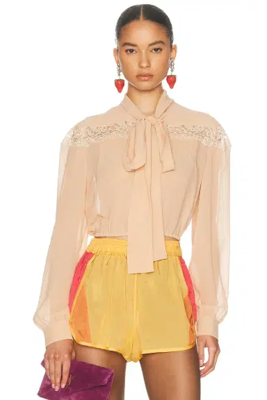 Saint Laurent Cropped Blouse | Thumbnail 1 Saint Laurent Cropped Blouse | Thumbnail 1