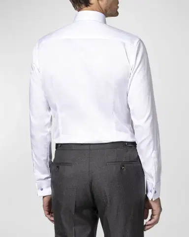 Eton Men's Contemporary-Fit French-Cuff Twill Dress Shirt | Thumbnail 3 Eton Men's Contemporary-Fit French-Cuff Twill Dress Shirt | Thumbnail 3