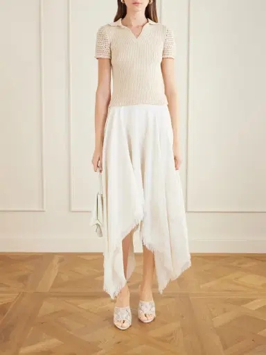 Magda Butrym Crochet-trimmed Ribbed Cotton Polo Shirt | Thumbnail 2 Magda Butrym Crochet-trimmed Ribbed Cotton Polo Shirt | Thumbnail 2
