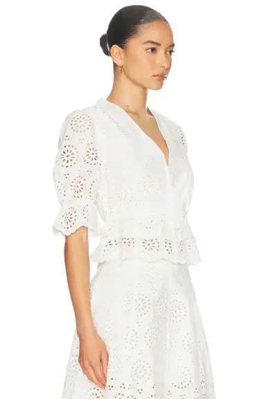 FRAME The Deco Eyelet Tiered Blouse | Thumbnail 2 FRAME The Deco Eyelet Tiered Blouse | Thumbnail 2