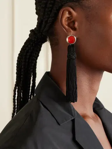 Sophie Buhai Cleo Tasseled Silver And Cornelian Earrings | Thumbnail 2 Sophie Buhai Cleo Tasseled Silver And Cornelian Earrings | Thumbnail 2