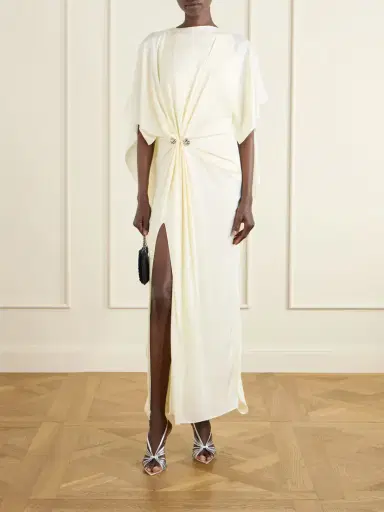 Brandon Maxwell Draped Embellished Crepe Midi Dress | Thumbnail 2 Brandon Maxwell Draped Embellished Crepe Midi Dress | Thumbnail 2