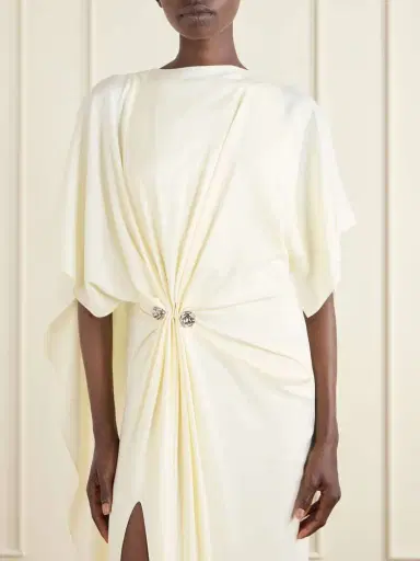 Brandon Maxwell Draped Embellished Crepe Midi Dress | Thumbnail 4 Brandon Maxwell Draped Embellished Crepe Midi Dress | Thumbnail 4