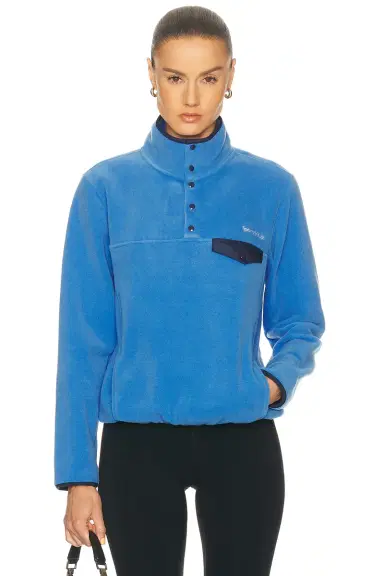 Sporty & Rich Serif Logo Buttoned Polar Jacket | Thumbnail 1 Sporty & Rich Serif Logo Buttoned Polar Jacket | Thumbnail 1
