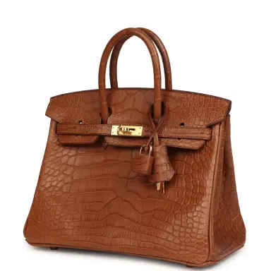 HERMÈS Hermes Birkin 25 Gold Matte Alligator Gold Hardware | Thumbnail 5 HERMÈS Hermes Birkin 25 Gold Matte Alligator Gold Hardware | Thumbnail 5