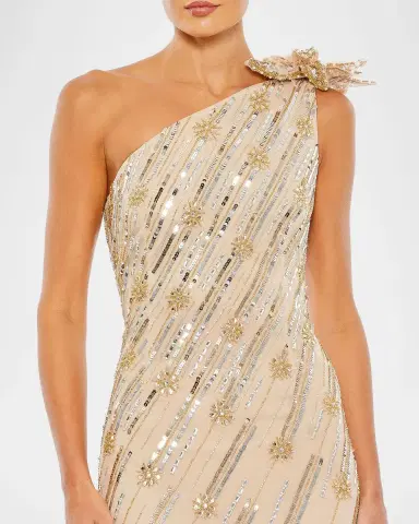 Mac Duggal Embellished One-Shoulder Column Gown | Thumbnail 4 Mac Duggal Embellished One-Shoulder Column Gown | Thumbnail 4