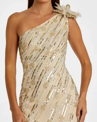 Mac Duggal Embellished One-Shoulder Column Gown | Thumbnail 5 Mac Duggal Embellished One-Shoulder Column Gown | Thumbnail 5