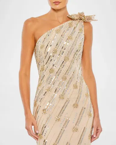 Mac Duggal Embellished One-Shoulder Column Gown | Thumbnail 6 Mac Duggal Embellished One-Shoulder Column Gown | Thumbnail 6