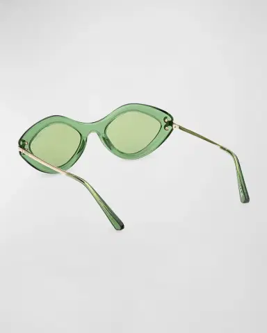 PUCCI Logo Acetate & Metal Oval Sunglasses | Thumbnail 2 PUCCI Logo Acetate & Metal Oval Sunglasses | Thumbnail 2
