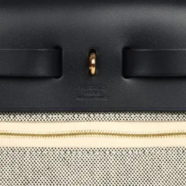 HERMÈS Hermes Herbag Zip PM 31 "Circuit 24" Bleu Royal, Ecru Toile H Canvas and Bleu Indigo Vache Hunter Leather Gold Hardware | Thumbnail 8 HERMÈS Hermes Herbag Zip PM 31 "Circuit 24" Bleu Royal, Ecru Toile H Canvas and Bleu Indigo Vache Hunter Leather Gold Hardware | Thumbnail 8