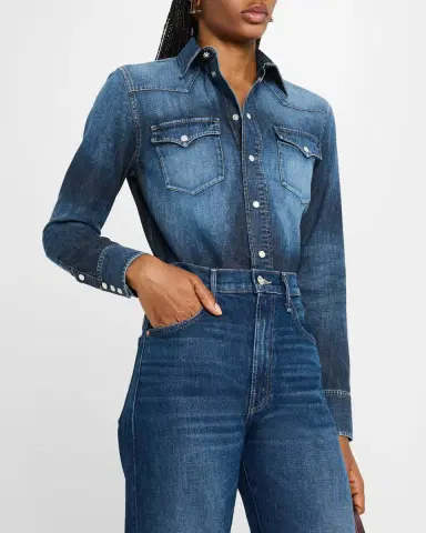 Ralph Lauren Collection Payson Cotton Denim Western Shirt | Thumbnail 4 Ralph Lauren Collection Payson Cotton Denim Western Shirt | Thumbnail 4