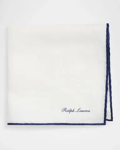 Ralph Lauren Purple Label Men's Tipped Linen Pocket Square | Thumbnail 2 Ralph Lauren Purple Label Men's Tipped Linen Pocket Square | Thumbnail 2