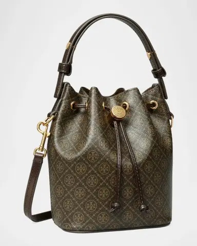 Tory Burch Mini T Monogram Coated Canvas Bucket Bag | Thumbnail 3 Tory Burch Mini T Monogram Coated Canvas Bucket Bag | Thumbnail 3