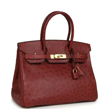 HERMÈS Pre-owned Hermes Birkin 30 Rouge H Ostrich Gold Hardware | Thumbnail 2 HERMÈS Pre-owned Hermes Birkin 30 Rouge H Ostrich Gold Hardware | Thumbnail 2