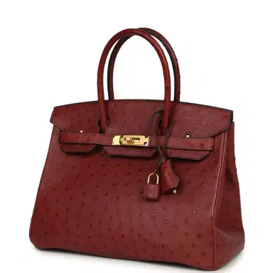 HERMÈS Pre-owned Hermes Birkin 30 Rouge H Ostrich Gold Hardware | Thumbnail 5 HERMÈS Pre-owned Hermes Birkin 30 Rouge H Ostrich Gold Hardware | Thumbnail 5