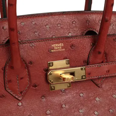 HERMÈS Pre-owned Hermes Birkin 30 Rouge H Ostrich Gold Hardware | Thumbnail 7 HERMÈS Pre-owned Hermes Birkin 30 Rouge H Ostrich Gold Hardware | Thumbnail 7