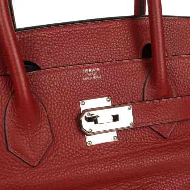 HERMÈS Vintage Hermes Shoulder Birkin 42 JPG Rouge H Clemence Palladium Hardware | Thumbnail 7 HERMÈS Vintage Hermes Shoulder Birkin 42 JPG Rouge H Clemence Palladium Hardware | Thumbnail 7