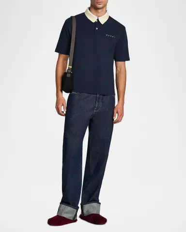 Marni Men's Contrast-Collar Polo Shirt | Thumbnail 2 Marni Men's Contrast-Collar Polo Shirt | Thumbnail 2