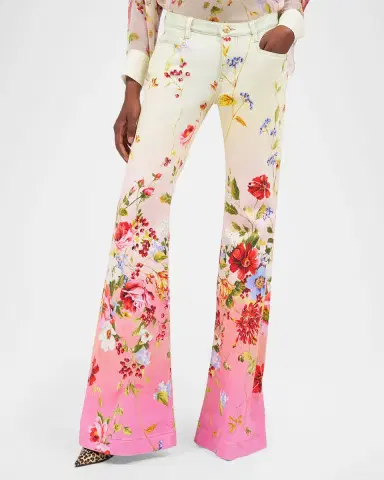 Roberto Cavalli Miami Flowers Print Flare Pants | Thumbnail 2 Roberto Cavalli Miami Flowers Print Flare Pants | Thumbnail 2