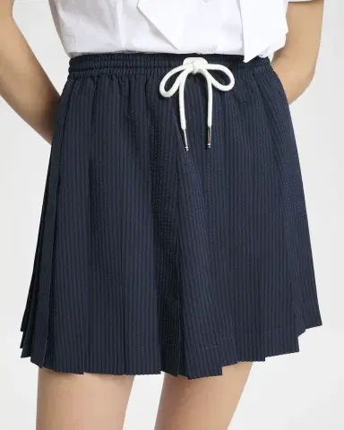 Thom Browne Pleated Seersucker Mini Drawstring Skirt | Thumbnail 5 Thom Browne Pleated Seersucker Mini Drawstring Skirt | Thumbnail 5