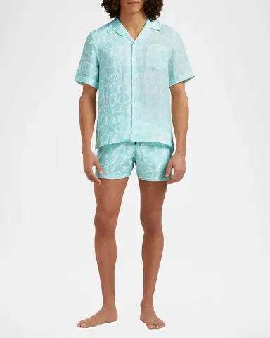 Vilebrequin Men's Seashells Linen Short-Sleeve Shirt | Thumbnail 2 Vilebrequin Men's Seashells Linen Short-Sleeve Shirt | Thumbnail 2