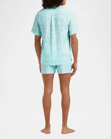 Vilebrequin Men's Seashells Linen Short-Sleeve Shirt | Thumbnail 3 Vilebrequin Men's Seashells Linen Short-Sleeve Shirt | Thumbnail 3