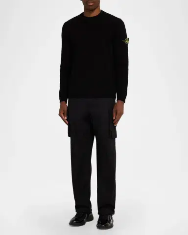 Stone Island Men's Cotton Crewneck Sweater with Logo Badge | Thumbnail 2 Stone Island Men's Cotton Crewneck Sweater with Logo Badge | Thumbnail 2