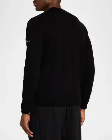 Stone Island Men's Cotton Crewneck Sweater with Logo Badge | Thumbnail 3 Stone Island Men's Cotton Crewneck Sweater with Logo Badge | Thumbnail 3