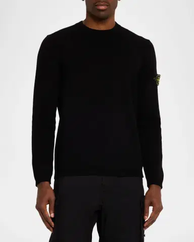 Stone Island Men's Cotton Crewneck Sweater with Logo Badge | Thumbnail 4 Stone Island Men's Cotton Crewneck Sweater with Logo Badge | Thumbnail 4