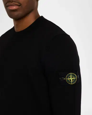 Stone Island Men's Cotton Crewneck Sweater with Logo Badge | Thumbnail 5 Stone Island Men's Cotton Crewneck Sweater with Logo Badge | Thumbnail 5