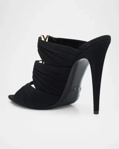 Saint Laurent 110mm Emilie Satin Embellished YSL Mules | Thumbnail 4 Saint Laurent 110mm Emilie Satin Embellished YSL Mules | Thumbnail 4