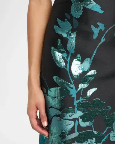 Aidan Mattox Strapless Metallic Botanical Jacquard Maxi Dress | Thumbnail 5 Aidan Mattox Strapless Metallic Botanical Jacquard Maxi Dress | Thumbnail 5