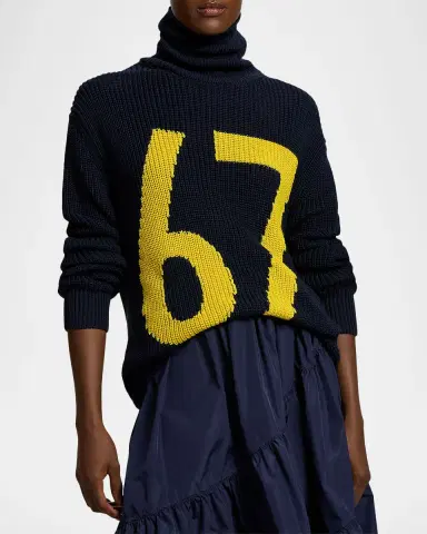 Ralph Lauren Collection Turtleneck Intarsia Knit Cotton-Silk Sweater | Thumbnail 3 Ralph Lauren Collection Turtleneck Intarsia Knit Cotton-Silk Sweater | Thumbnail 3