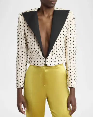Valentino Garavani Polka-Dot Sequined Crop Blazer Jacket | Thumbnail 4 Valentino Garavani Polka-Dot Sequined Crop Blazer Jacket | Thumbnail 4
